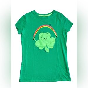Cat & Jack Green Tee with Rainbow Shamrock, Size Youth Large (10/12)